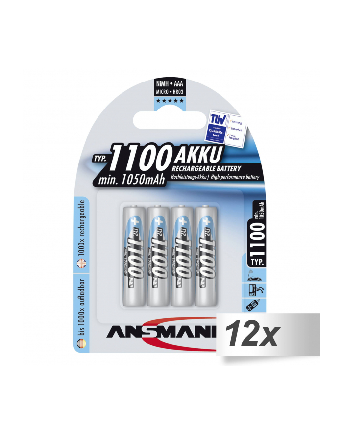 12x4 Ansmann NiMH akumulat. 1100 Micro AAA 1050 mAh główny