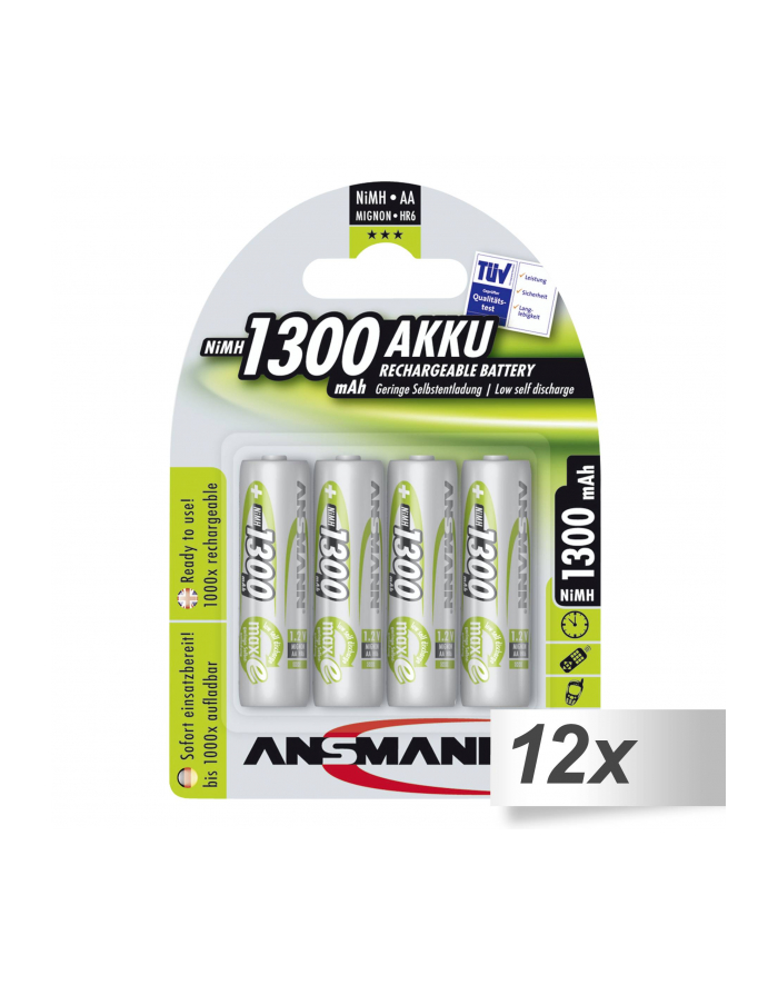 12x4 Ansmann maxE NiMH akumulat. Mignon AA 1300 mAh główny