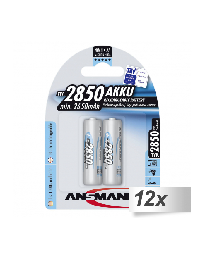 12x2 Ansmann NiMH akumulat. 2850 Mignon AA 2650 mAh główny