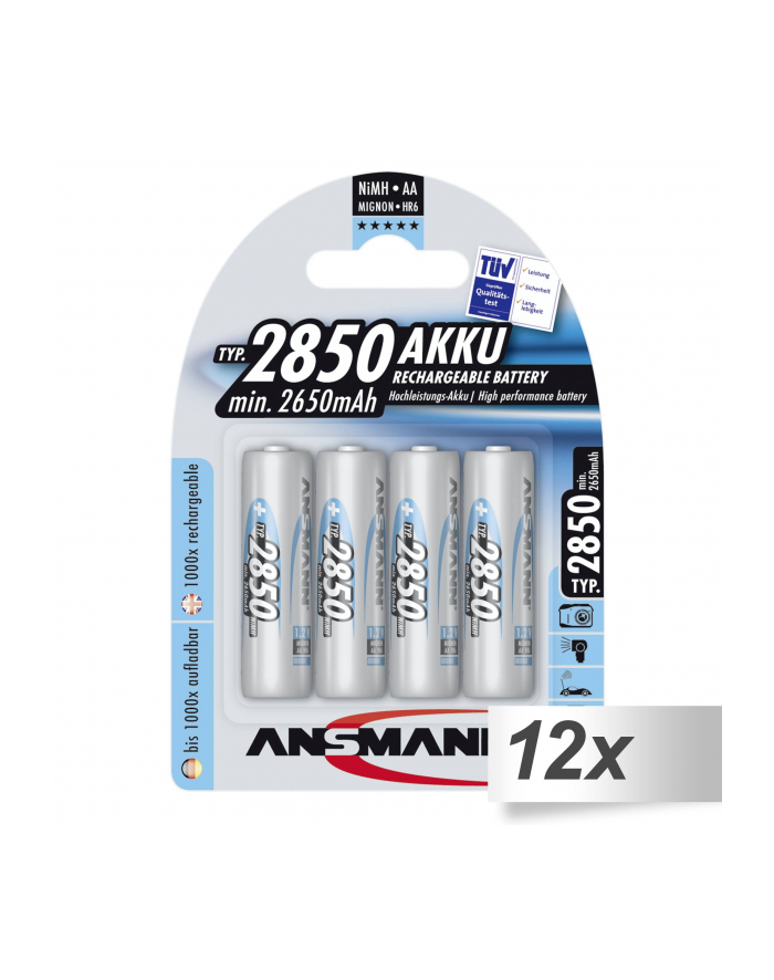 12x4 Ansmann NiMH akumulat. 2850 Mignon AA 2650 mAh główny