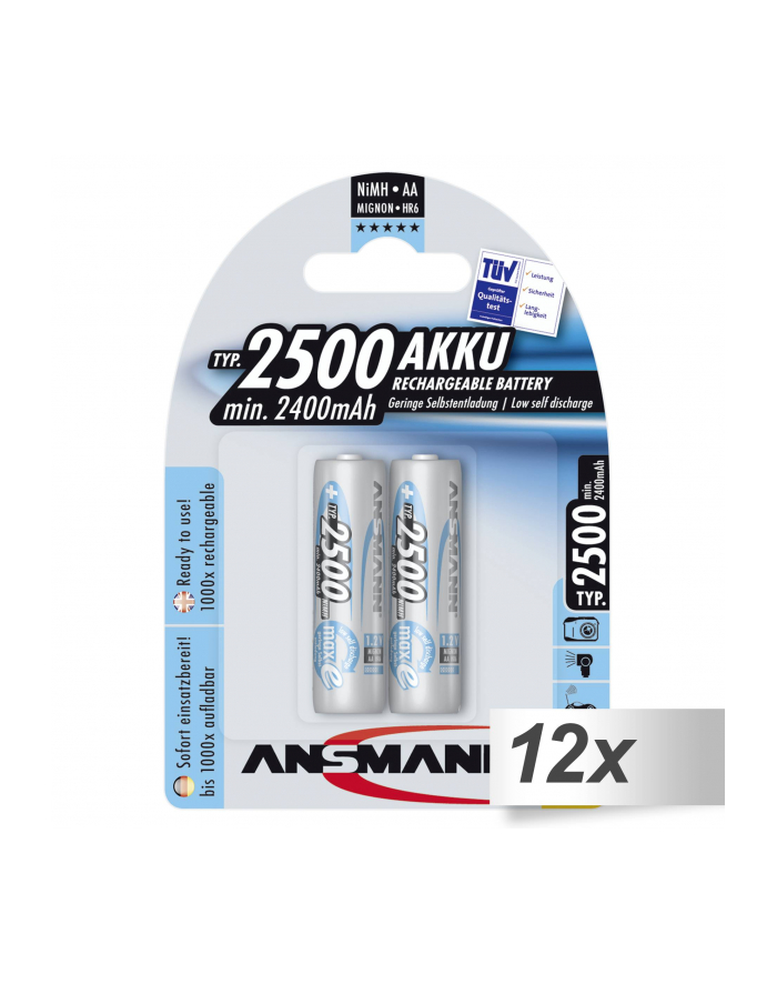 12x2 Ansmann maxE NiMH aku. 2500 Mignon AA 2400 mAh główny