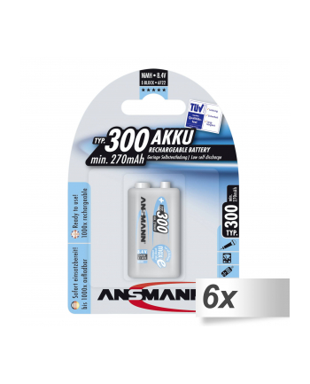 1x6 Ansmann maxE NiMH akum. 300 9V-Block 270 mAh         5035453