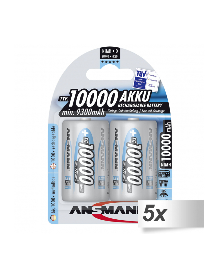 5x2 Ansmann NiMH akumulat. 10000 Mono D 9300 mAh          5030642 główny