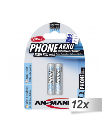 12x2 Ansmann maxE NiMH akumulat. Micro AAA 800 mAh D-ECT PHONE