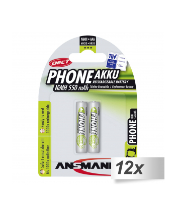 12x2 Ansmann maxE NiMH akumulat. Micro AAA 550 mAh D-ECT PHONE