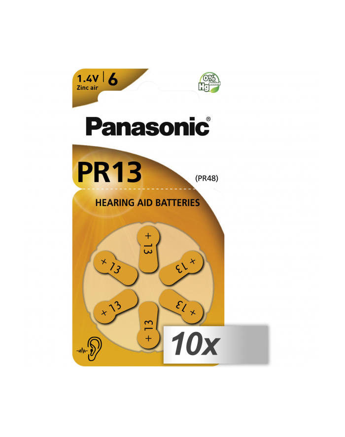 10x1 Panasonic PR 13 baterie do apar. sluchowych Zinc Air 6 szt. główny