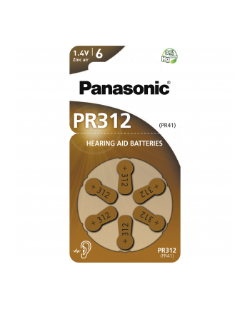 10x1 Panasonic PR 312 baterie do apar. sluchowych Zinc Air 6 szt.