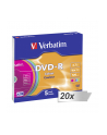 20x5 Verbatim DVD-R 4,7GB Colour 16x Speed, Slim Case - nr 1