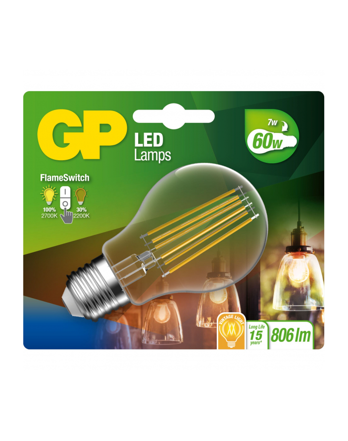 gp batteries GP Lighting LED FlameSwitch E27 7W (60W) 806 lm        GP 085317 główny