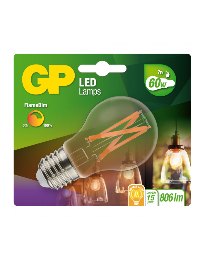 gp batteries GP Lighting LED FlameDim E27 7W (60W) 806 lm        GP 085430 główny