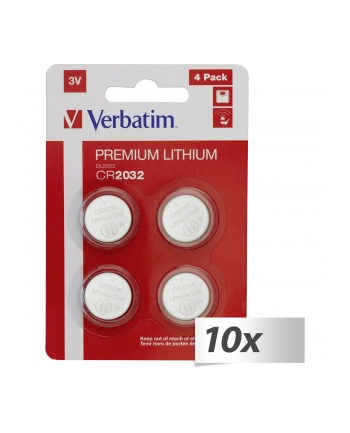 10x4 Verbatim CR 2032 litowy bateria 49533 nr 1