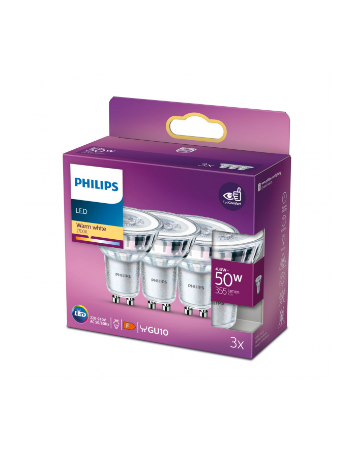 Philips LED Spot GU10 3-Pack 4,6W (50W) 2700K 355lm główny