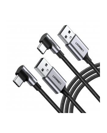 2x1 UGREEN Angled USB-C To USB-A Data Cable Black 2M