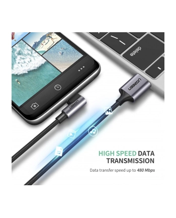 2x1 UGREEN Angled USB-C To USB-A Data Cable Black 2M nr 1