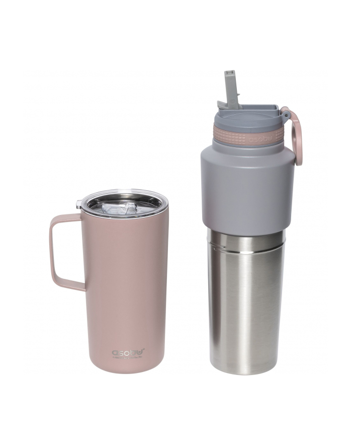 Asobu Twin Pack Bottle with Mug Pink, 0.9 L + 0.6 L główny