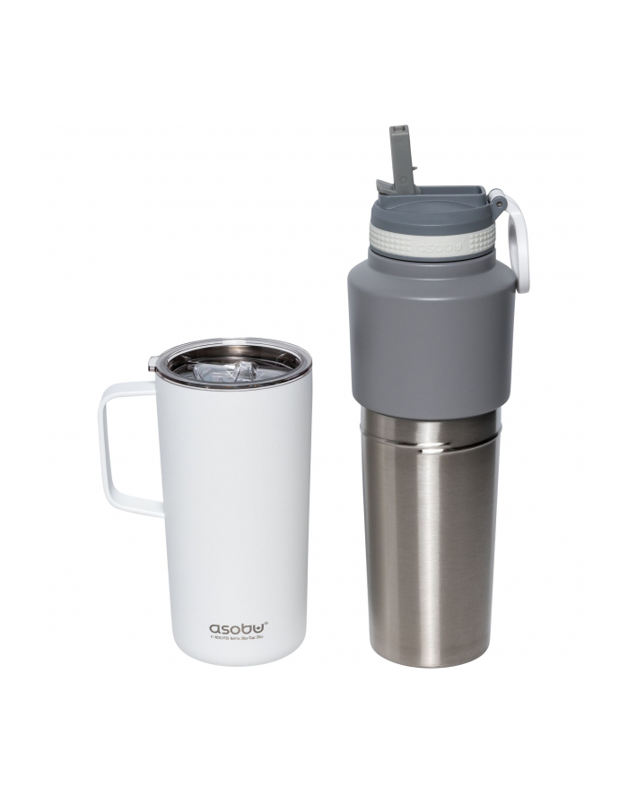 Asobu Twin Pack Bottle with Mug bialy, 0.9 L + 0.6 L główny