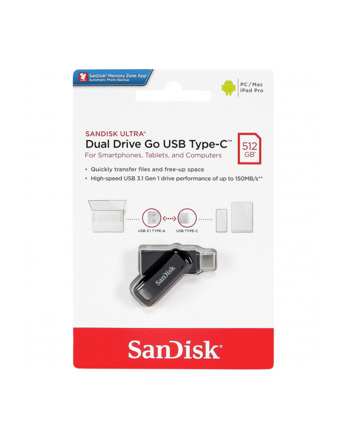 SanDisk Ultra Dual DriveGo 512GB USB Type C Flash SDDDC3-512G-G46 główny