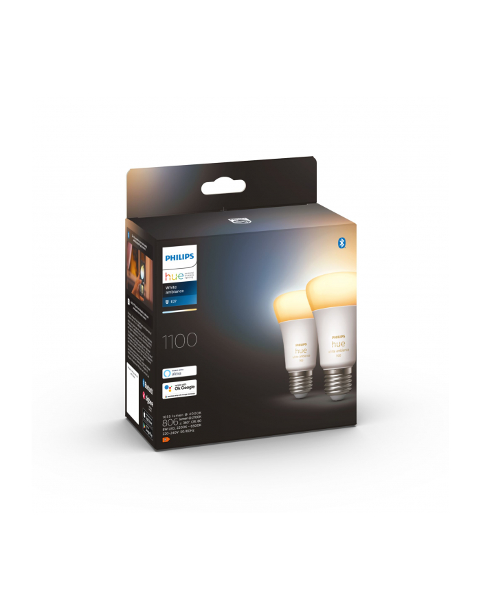 Philips Hue LED Lamp E27 2-Pack Set 1100lm White Ambiance główny