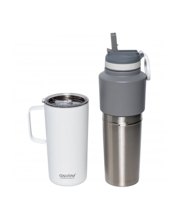 Asobu Twin Pack Bottle with Mug bialy, 0.9 L + 0.6 L nr 1