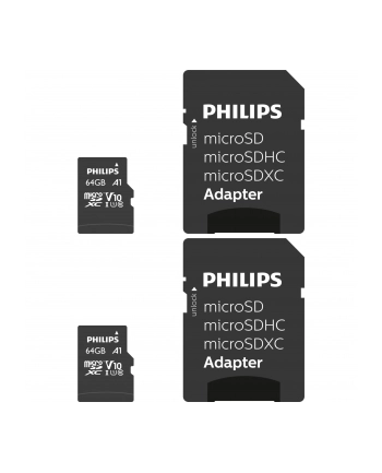 Philips MicroSDXC 2-Pack    64GB Class 10 UHS-I U1 incl. Adapter nr 1