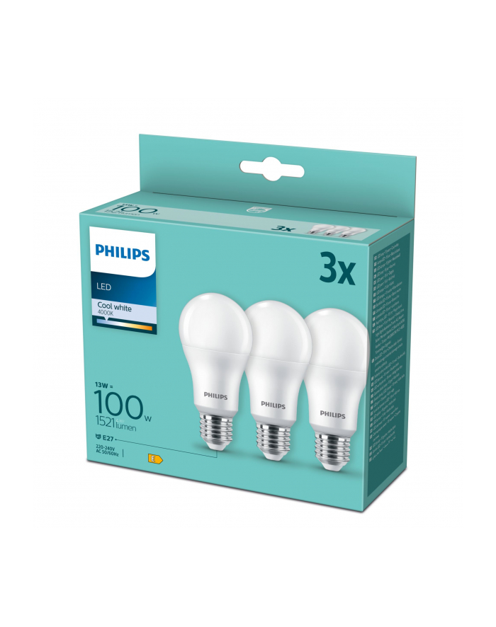 Philips LED Lamp E27 3-Pack 100W 4000K główny