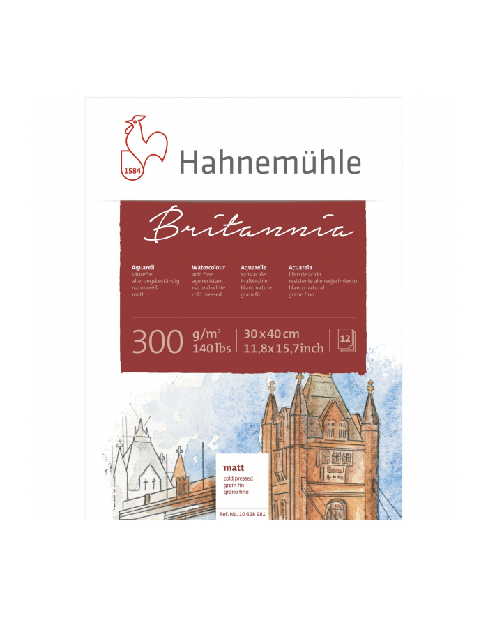 Hahnemühle Britannia Watercolour cold pressed 30x40cm 300g 12 sh. główny