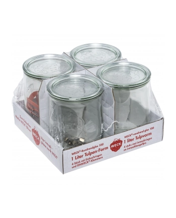 WECK Round Rim Jar Tulip 1,0l Set of 4 nr 1