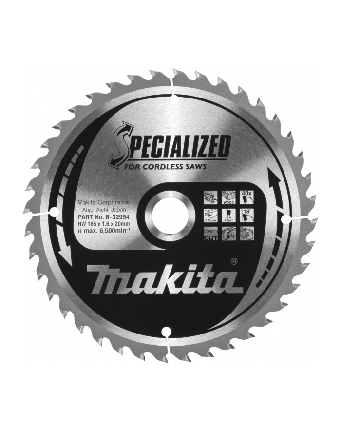 Makita B-32954 SPECIALIZED Saw Blade 165x20x40Z główny