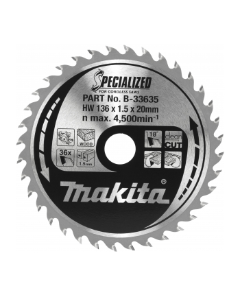 Makita B-33635 SPECIALIZED Saw Blade 136x20x36Z