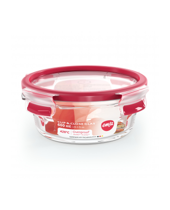 Emsa Clip'amp;Close Glass Food Container 600 ml  red