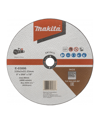 Makita E-03006 cutting disk 230x1,9mm INOX