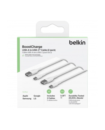 1x2 Belkin USB-C/USB-A PVC Cable 1m, 2Pack Kolor: BIAŁY  CAB001bt1MWH2PK nr 2