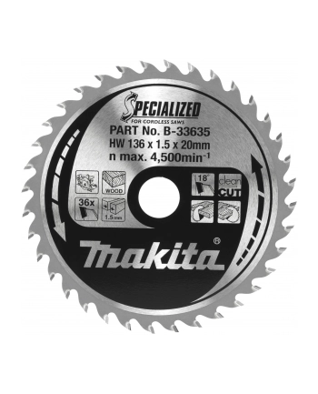 Makita B-33635 SPECIALIZED Saw Blade 136x20x36Z nr 1