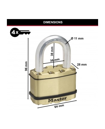 masterlock Master Lock Padlock made from Laminated Steel (64mm)M15B(wersja europejska)RDLF nr 2