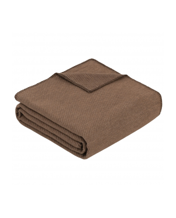 Ibena Uni Structure Blanket brown Charlotte GOTS, 140x200cm