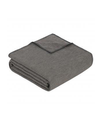 Ibena Uni Structure Blanket grey Charlotte GOTS, 140x200cm