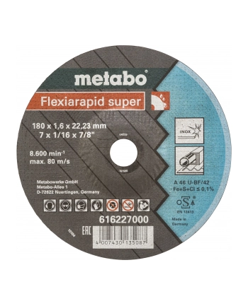 Metabo Flexiarapid super 180x1,6 x22,23 Inox nr 1