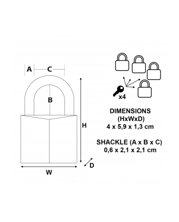 masterlock Master Lock Padlock 4 pcs. Set (40mm) 9140(wersja europejska)RQNOP nr 2