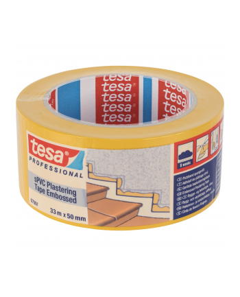 Tesa Plastering Tape, sPVC 33m x 50mm embossed yellow 67001