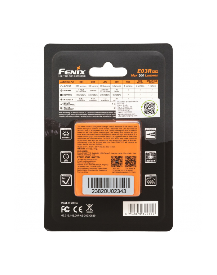 Fenix E03R V2.0 260 lm Torch główny