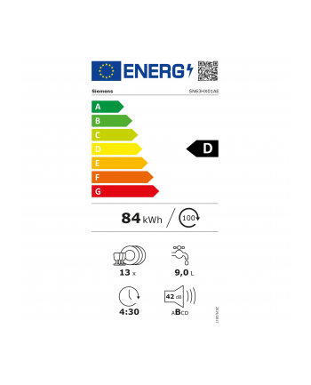 Siemens SN63HX01AE   60 cm Fully Integrated Dishwasher