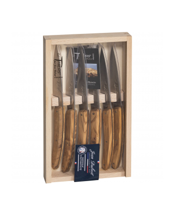 Jean Dubost Laguiole 6 pcs. Knife Set, Olive Wood