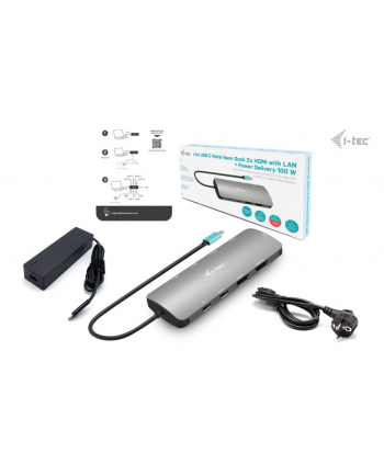 i-tec Stacja dokująca USB-C Metal Nano 2x Display Docking Station Power Delivery100W + Charger 100W