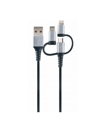 Schwaiger USB-A - USB-C + microUSB Lightning 1.5 m Czarny (LKU100533)