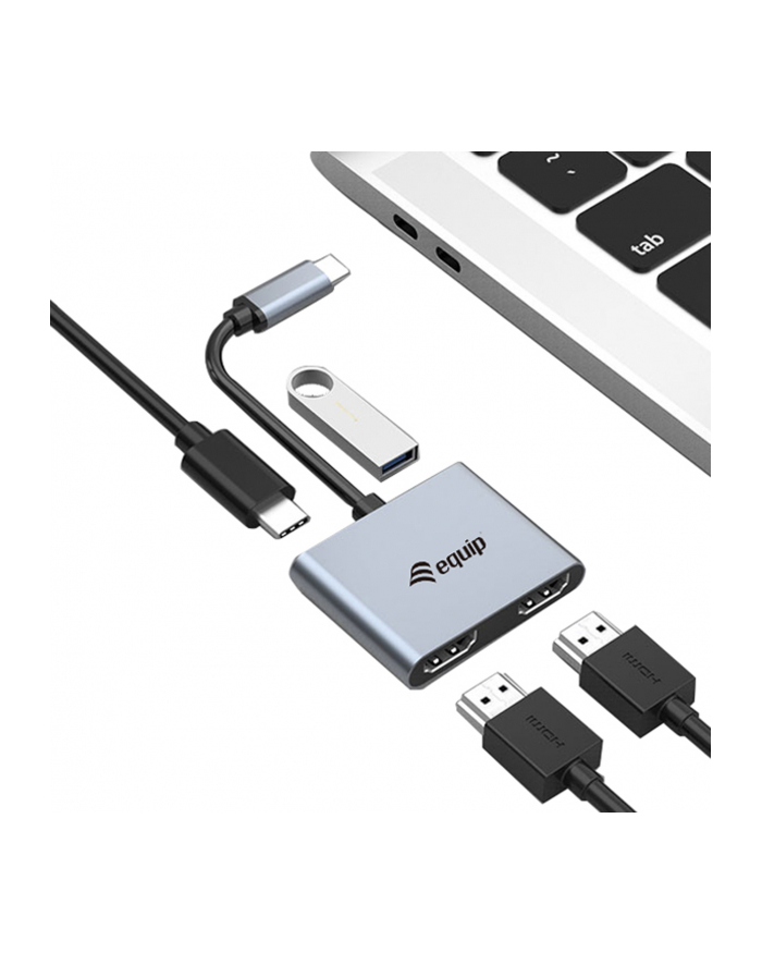 Equip Stacja/replikator Dock USB-C->2xHDMI,USB 3.0,100WPD 4K30Hz 0.15m si (133484) główny