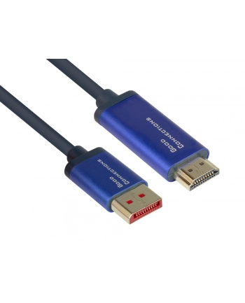 GOOD CONNECTIONS ® SMARTFLEX DISPLAYPORT 1.4 DO HDMI 2.0 KABEL - 4K UHD @60HZ RGB / 4:4 - PRZEWODNIK MIEDZIANY, OBUDOWA ALUMINIOWA - BARDZO ELASTYCZNA
