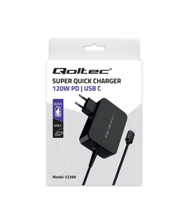 qoltec Ładowarka PD 120W Turbo | 5-28V | 3-4.5A | USB-C | Czarna nr 2