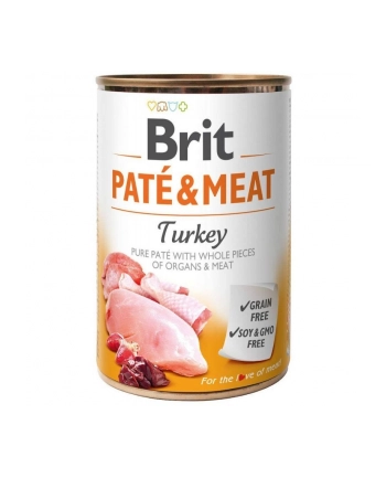 Karma BRIT PATÉ 'amp; MEAT z indykiem - mokra karma dla psa 400g