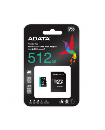 MEMORY MICRO SDXC 512GB W/AD/AUSDX512GUI3V30SA2-RA1 ADATA