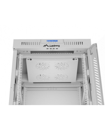 LANBERG szafa Rack stojąca 19/15U 600x600 szara drzwi szklane LCD flat pack V2